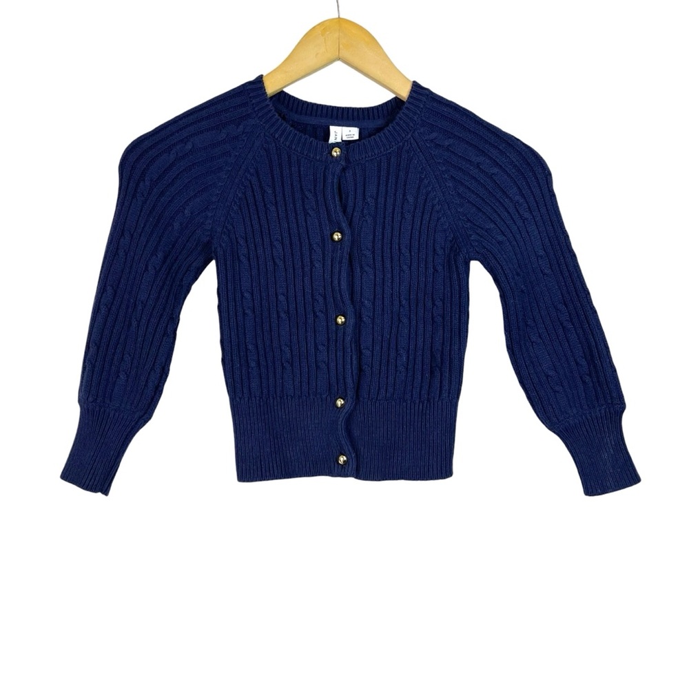 Janie and Jack Navy Cable Knit Cardigan Sweater Girl's Size 3